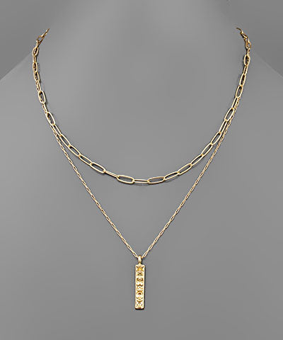 Nugget Textured Bar Necklace
