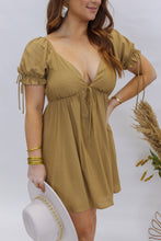 Load image into Gallery viewer, Tansy Puff Sleeve Babydoll Dress- Tan

