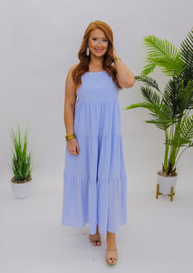 Thoughts of Love Tired Maxi Dress- Ice Blue