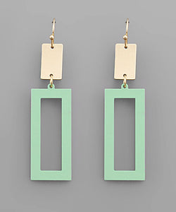 Color Coated Rectangle Earrings