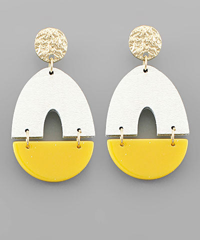 Wood Arch & Acrylic Wedge Earrings