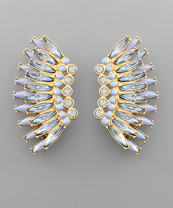 2 Layer Crystal Wing Earrings