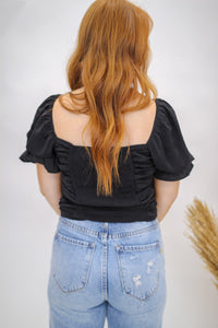It Girl Ruched Crop Top- Black