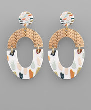 Load image into Gallery viewer, Metal &amp; Acrylic Oval Earrings

