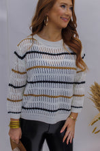 Load image into Gallery viewer, Tigger 3/4 Sleeve Stripped Sweater- Ivory
