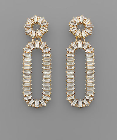 Paved Rectangle Drop Earrings