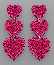 Load image into Gallery viewer, Triple Heart Bead Earrings
