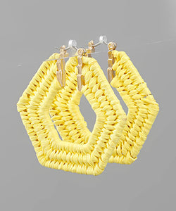 Raffia Wrapped Hexagon Hoops
