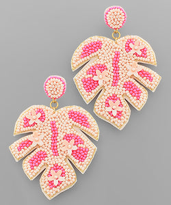 Flower & Bead Leaf Earrings
