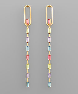 Baguette Bead Row Drop Earrings