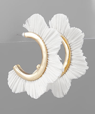 Raffia Flower Cut Hoops