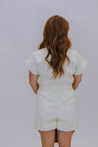 Forever More Faux Leather Romper- Ivory