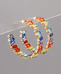 Rectangle Bead Open Hoops