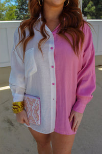Pink Lady Split Tone Button Up