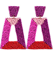 Load image into Gallery viewer, Beaded Trapezoid Earrings
