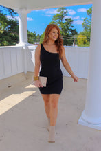 Load image into Gallery viewer, Brandi Asymmetric Ribbed Dress- Black
