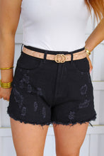 Load image into Gallery viewer, Rowen Distressed High Waisted Shorts- Black Denim
