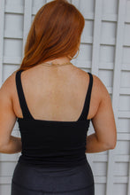 Load image into Gallery viewer, Black Ribbed V Neck Tank- One Size
