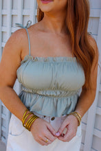 Load image into Gallery viewer, Annabelle Smocked Ruffle Crop Top-Sage
