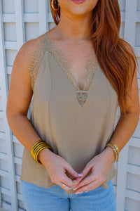 Jacklyn Light Olive Lace Cami