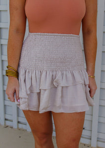 Naomie Tiered Smocked Skirt- Ecru
