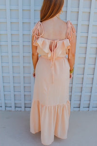Essie Ruffle Maxi Dress- Peach