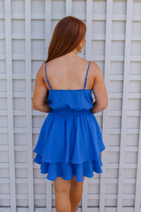 Belle Cowl Neck Tiered Dress- Blue