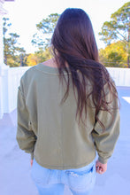 Load image into Gallery viewer, Logan V Neck Long Sleeve Crop- Olive

