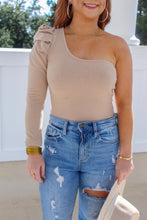 Load image into Gallery viewer, Danni One Shoulder Puff Bodysuit- Natural
