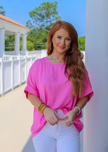 Priscilla Dolman Top- Pink