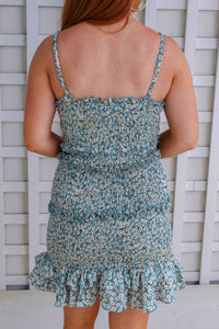Jade Floral Smocked Ruffle Dress
