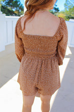 Load image into Gallery viewer, Blakely Puff Sleeve Smocked Romper- Brown
