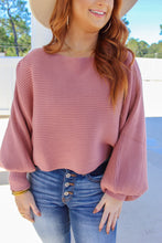Load image into Gallery viewer, Christina Wide Sleeve Crop Sweater- Mauve
