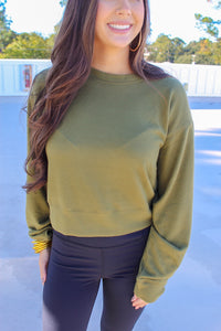 Michelle Round Neck Sweatshirt- Olive