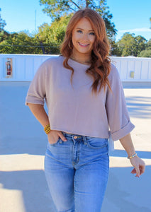 Tanner Boxy Knit Crop Fit- Oatmeal