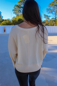 Kylie V Neck Long Sleeve Oversized Crop Top