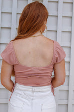 Load image into Gallery viewer, Serena Ribbed Rushed Drawstring Crop Top- Mauve
