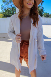 Sabrina Long Sleeve Jacket with Belt- Oatmeal