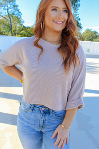 Tanner Boxy Knit Crop Fit- Oatmeal