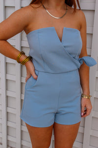 Helen Misty Blue Tie Romper