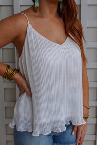 Jenna Pleated Cami- White