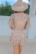 Load image into Gallery viewer, Danielle Cheetah Ruffle V Neck Open Dress- Cream
