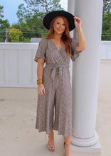 Load image into Gallery viewer, Sage Cheetah Tie Waist Jumpsuit
