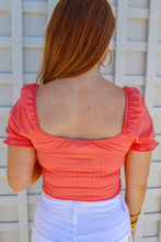 Load image into Gallery viewer, Kayleigh Puff Sleeve Tie Top- Coral Orange
