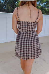 All Shades of Fall Plaid Dress- Brown