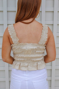 Annalise Smocking Ruffle Top- Cream
