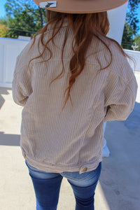 Lori Button Up Corduroy Jacket- Beige