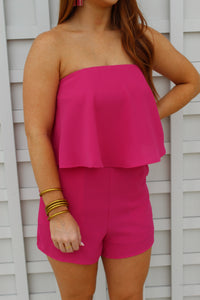 Noelle Fuchsia Strapless Romper