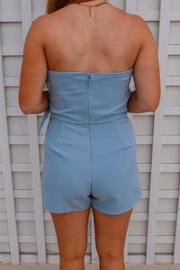 Helen Misty Blue Tie Romper