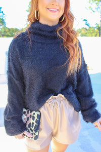 Kia Turtleneck Dolman Sweater- Black